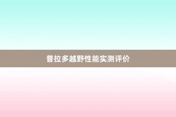 普拉多越野性能实测评价